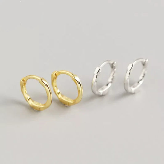 Sterling Silver Solid 10mm Twist Hoop Huggie Earrings