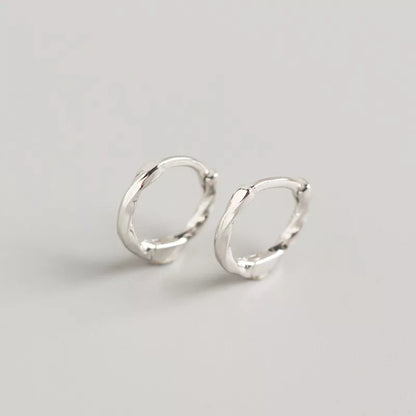 Sterling Silver Solid 10mm Twist Hoop Huggie Earrings